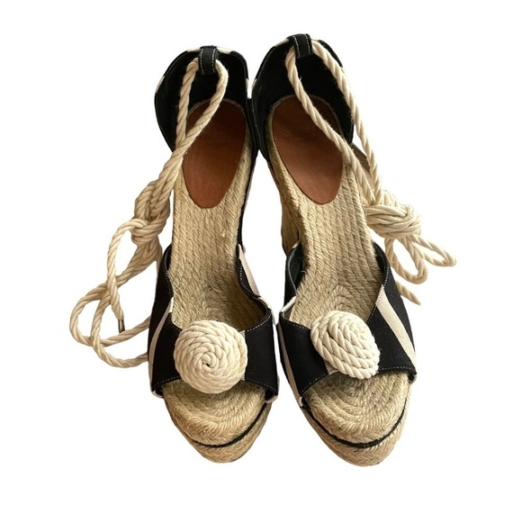 Kate SPADE Open Toe Wedges Espadrilles Sandals Ankle Ties 9 - Picture 2 of 13